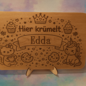 kinder frühstücksbrett aus holz – süße motive, designs & personalisierte wunschgravur des namen